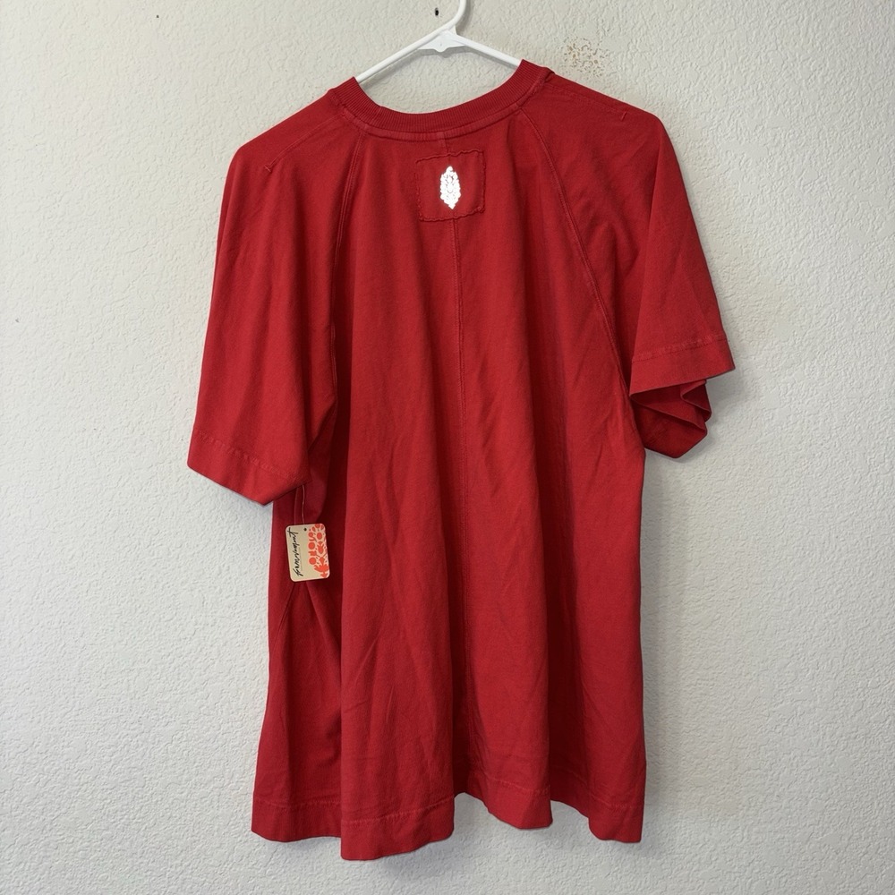 NWT FP Movement Midnight Jade Crew Neck Tee T Shirt Size XS Red Boyfriend $48 - Picture 2 of 10